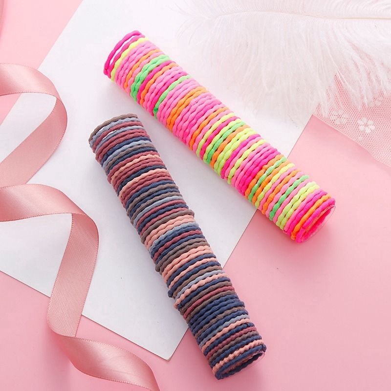 50 Pcs/ Lot New Girls Cute Colorful Basic Elastic Hair Bands Tie   Rubber Bands Children Fashion