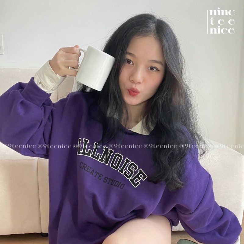 Áo Sweater nỉ bông dáng rộng tay phồng - @9teenice