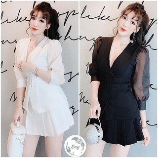 SET ÁO TAY LƯỚI VÀ CHÂN VÁY XẾP LY SIÊU XINH ĐỦ SIZE 30 ĐẾN 72KG - 254