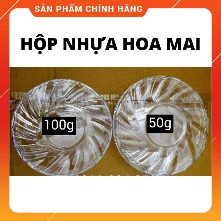 [combo 5 hộp] Hộp nhựa hoa mai 50g, hộp nhựa hoa mai 100g cứng lớn đựng yến sào