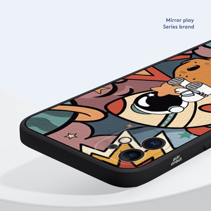 Ốp Điện Thoại Silicon Mềm Hình Phi Hành Gia Graffiti Gắn Dây Đeo Cho iPhone 14 13 12 11 Pro Max XS Max XR X 8 7 Plus
