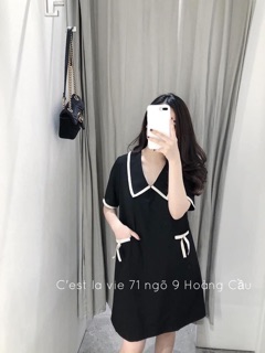 Váy suông cổ đức viền ren