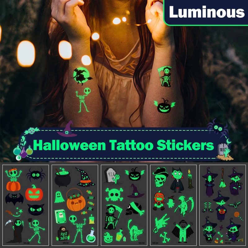 Hình Xăm Dán Tạm Thời Họa Tiết Halloween Phát Quang Độc Đáo dreamdiary