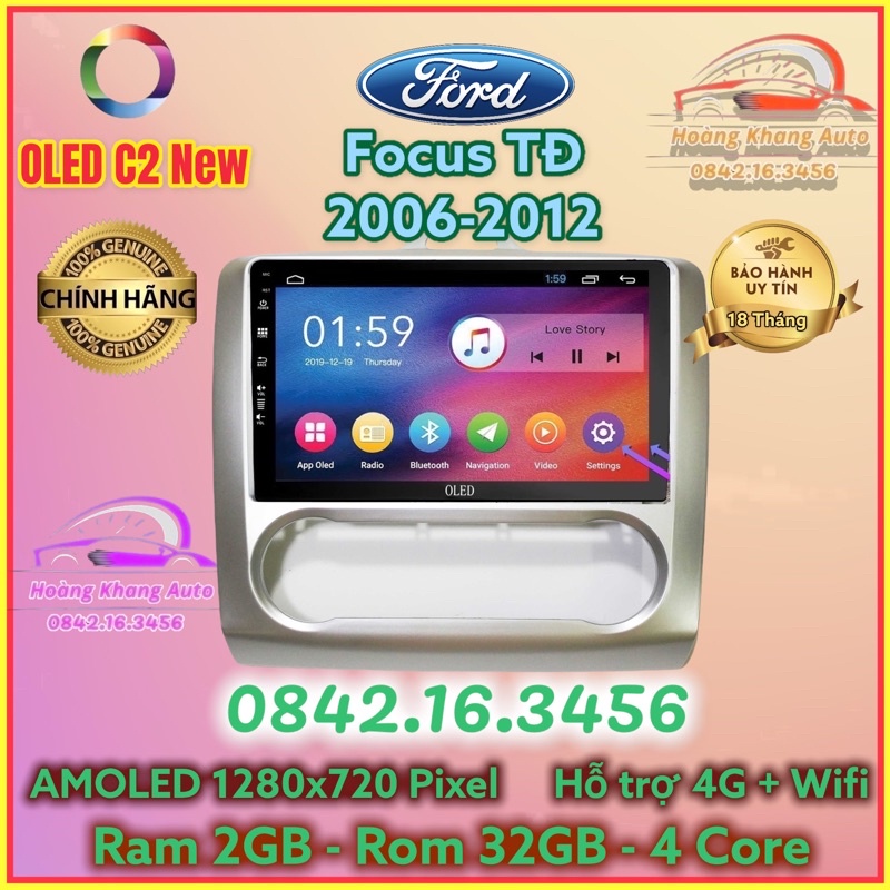 Màn hình Android OLED C2 New Theo Xe FOCUS 2006 - 2012, 9 inch ĐIỀU HOÀ TỰ ĐỘNG