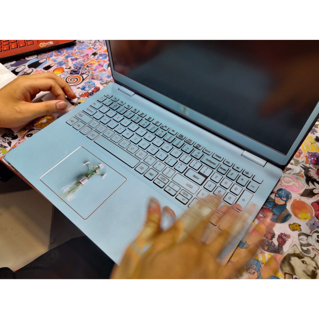 Decal Skin dán Laptop mẫu hoa xanh