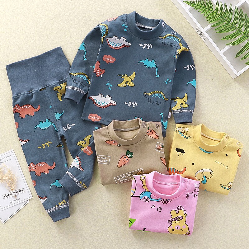 Bộ ngủ cotton cạp cao Unisex Quảng Châu cho bé trai gái 8 -16kg