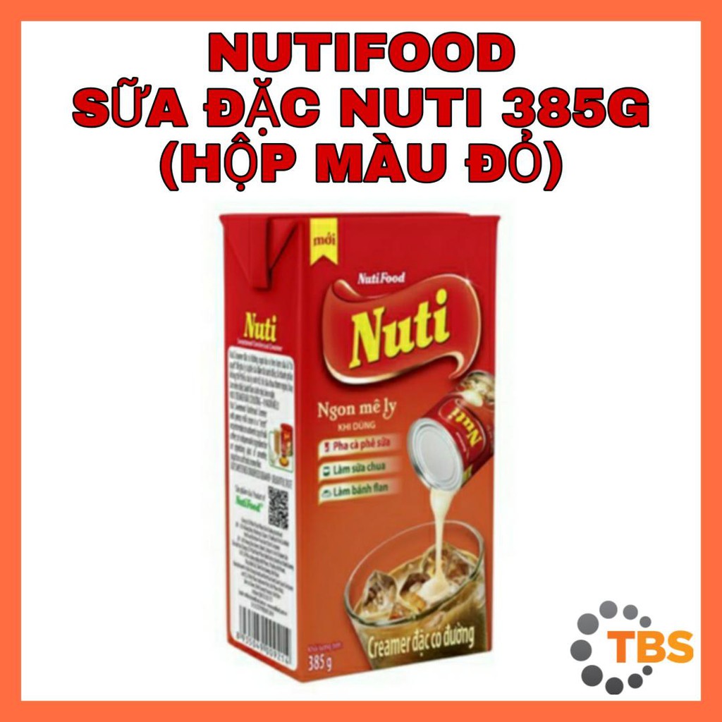 [NUTIFOOD-HỘP GIẤY MÀU ĐỎ 385G] SỮA ĐẶC NUTI, MÀU ĐỎ 385G