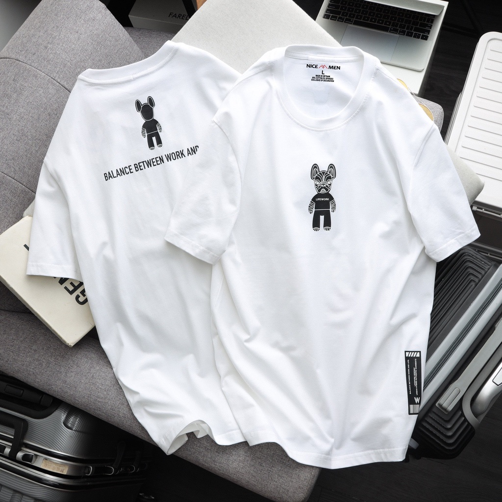 Áo Thun Phông Logo Tay W Form Rộng Unisex 50 - 95 Kg Cotton 100% Cao Cấp NICEMENLW5
