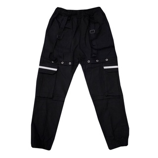 Quần Jogger nam kaki dạ quang, form rộng, màu đen phá cách