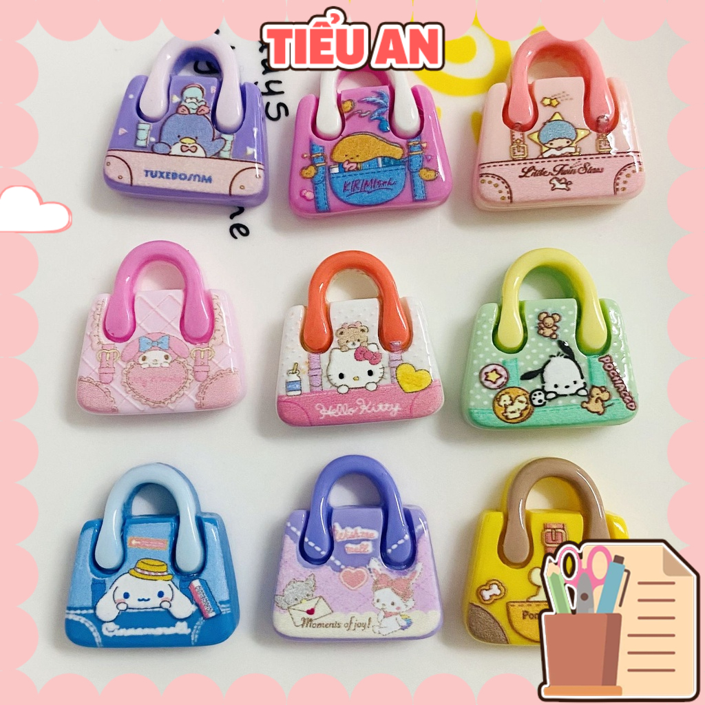 Charm (C437) slime/Trang Trí [Ko Keo &amp; Nút] Túi Xách Hình Họa Tiết Hoạt Hình Dễ Thương (2.1x2.2cm) - 1 charm