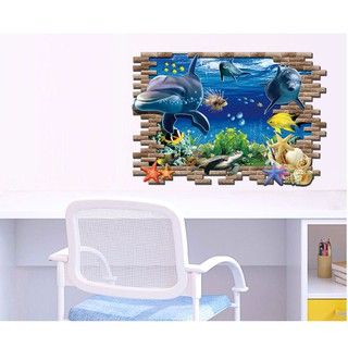 Decal dán tường Cá Heo 3D - HPMAY9706