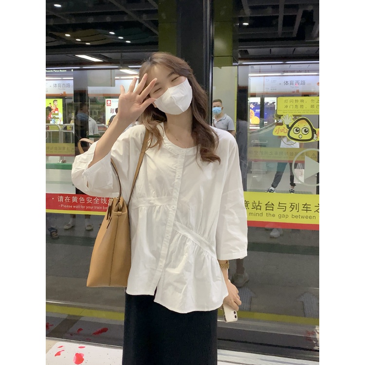 Áo Sơ Mi Trắng Dáng Rộng Thiết Kế Độc Đáo Thời Trang Mùa Hè Cá Tính Cho Nữ