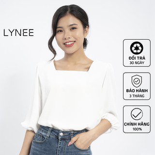 Áo sơ mi nữ LYNEE áo kiểu cổ vuông tay bồng vải đũi hàn mềm mịn nhẹ nhàng thoáng mát form rộng thoải mái mặc rất xinhA01