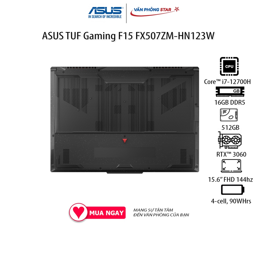 Laptop ASUS TUF Gaming F15 FX507ZM-HN123W (Core™ i7-12700H | 16GB | 512GB | GeForce RTX™ 3060 | 15.6 inch FHD)