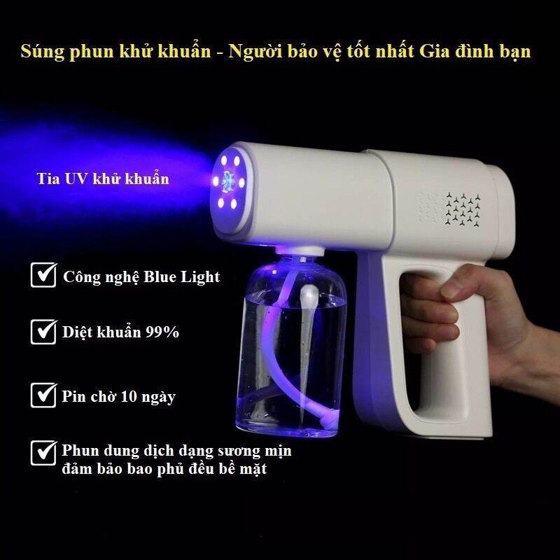 Súng Khử Khuẩn Phun Xịt Khử Trùng Nano Atomizer Chính Hãng, Máy khử khuẩn nano - Diệt khuẩn bằng tia uv