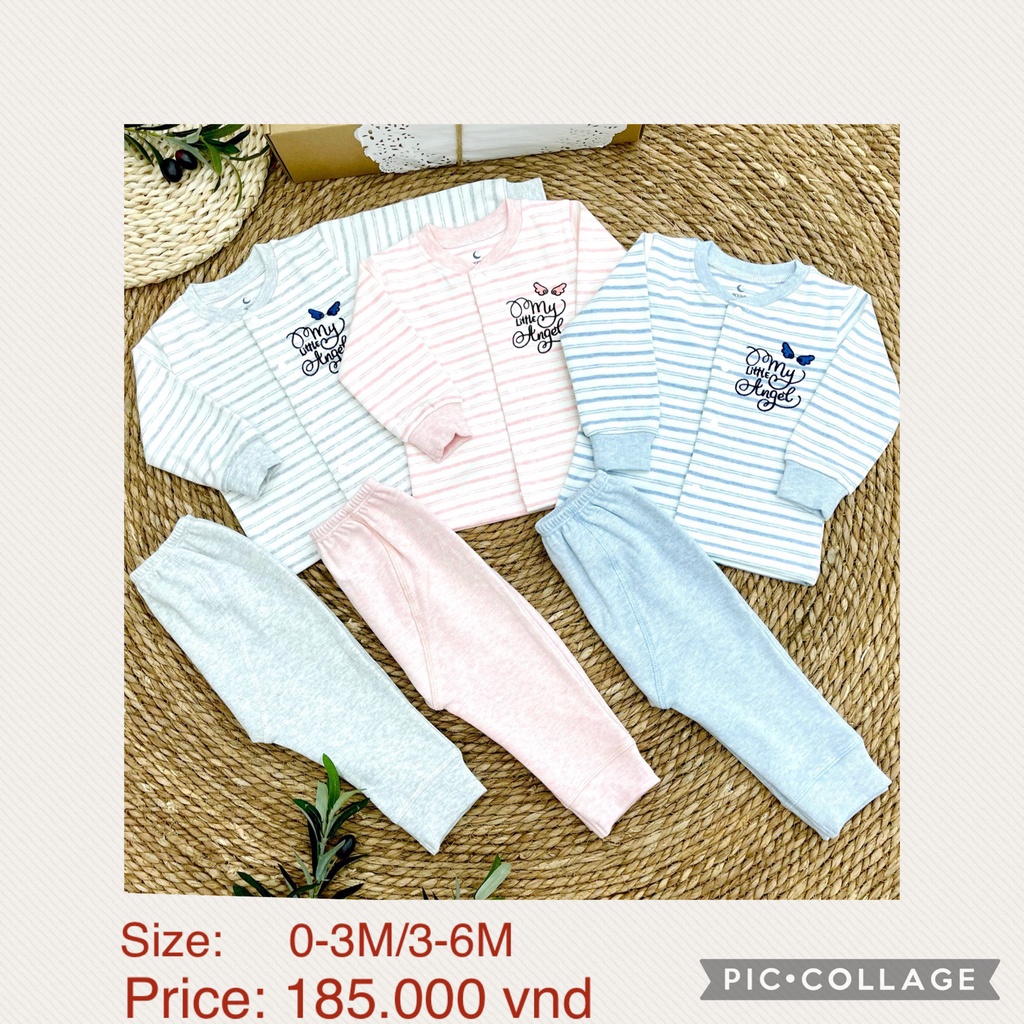 Bộ nỉ nhung Moon sơ sinh cài thẳng chất liệu nỉ nhung ấm áp mềm mại