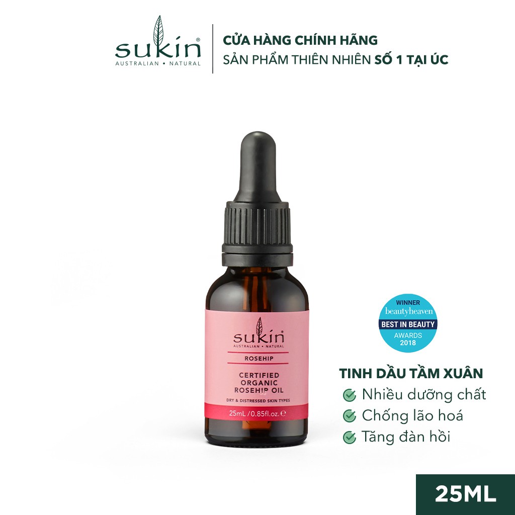 Tinh Dầu Tầm Xuân Sukin Rosehip Certified Organic Rosehip Oil 25ml