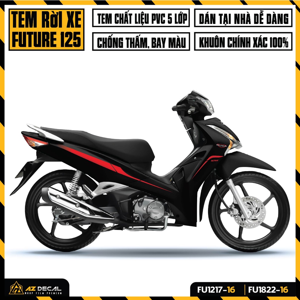 Tem Dán Xe Future 125 Đời 2012 - 2022 Mẫu Tem Chỉ Tinh Tế | FU-16 | Team Decal Future FI Màu Đỏ Trắng Đỏ Đen Đẹp