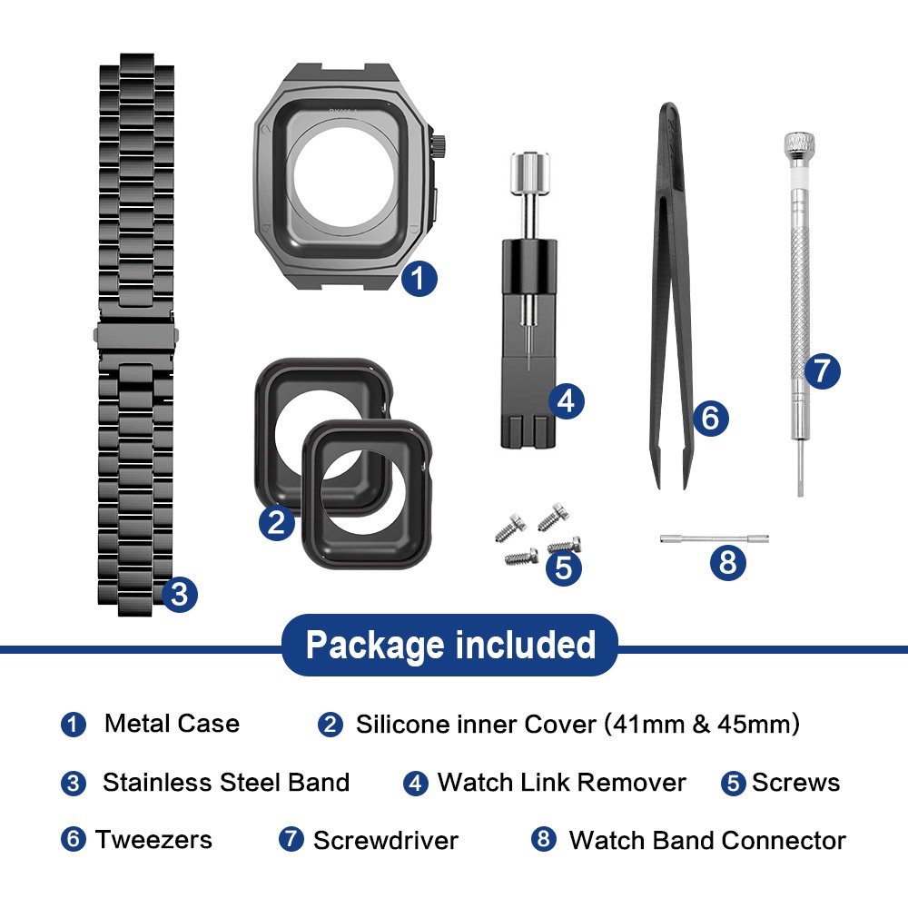 Dây đeo và ốp thay thế bằng thép không gỉ thời trang cho apple watch 7 45mm 44mm iwatch series 7 6 SE 5