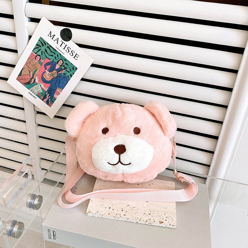 Túi Đeo Chéo Hình Gấu / Thỏ Nhồi Bông Dễ Thương Đa Năng Thời Trang Cho Nữ