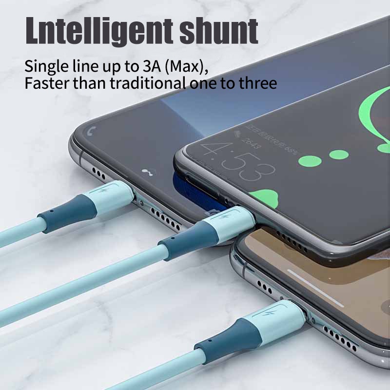 Cáp sạc nhanh BJONE USB 3A 3 trong 1 cho điện thoại