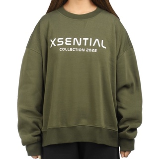 Áo Len Nỉ Nam Nữ Vải Cotton Không Xù Lông Mềm Mịn Màu Xanh Rêu In Chữ Essential Local Brand By XFIRE HOOBOXYNICOGR322
