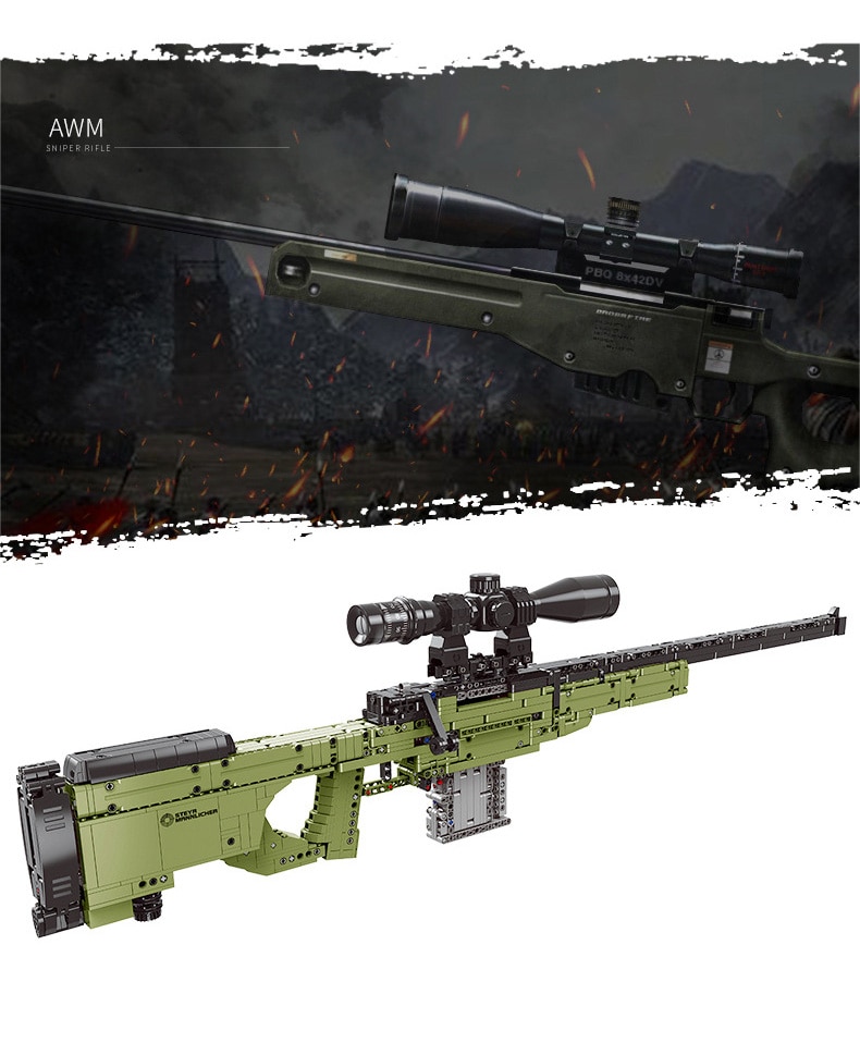Đồ chơi Lắp ráp Mô hình  Mould king Simulation Modern military  ww2 AWM Sniper rifle Xingbao 24002