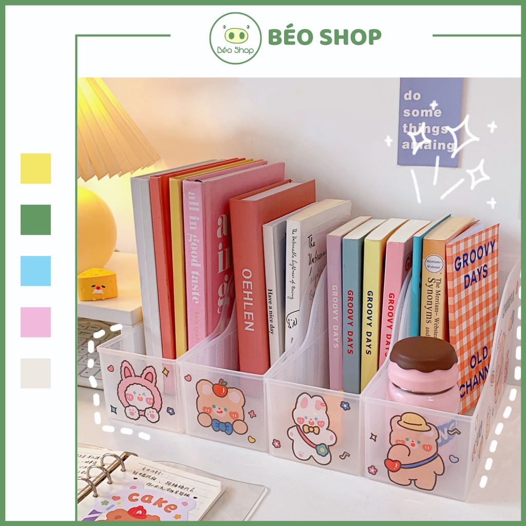 Giá để sách đa năng, kệ đựng sách để bàn bằng nhựa trong suốt Béo shop kệ đựng mỹ phẩm PP dẻo 1 ngăn