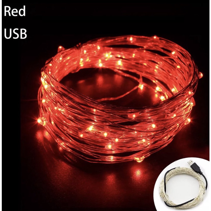 Dây Đèn Led Đom Đóm Dài 10 Mét 100 Bóng FairyLight Trang Trí Không Chớp Trang Trí Lều Trại, Góc Học Tập