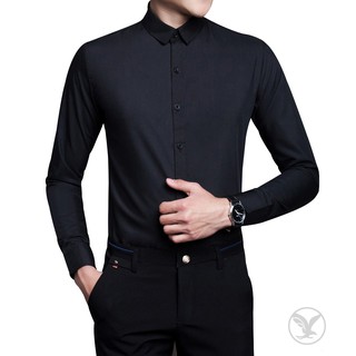 Áo sơ mi đen nam dài tay trẻ trung