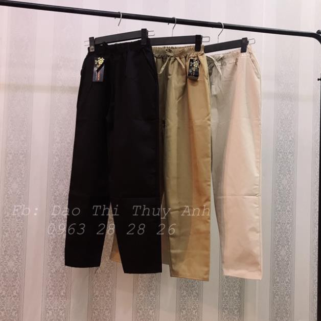 Quần Baggy Kaki thô trơn suông nam nữ freesize ảnh chụp thật