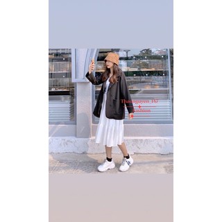 Áo blazer nữ trơn 2 túi dán,áo vest nữ dài tay thanh lịch