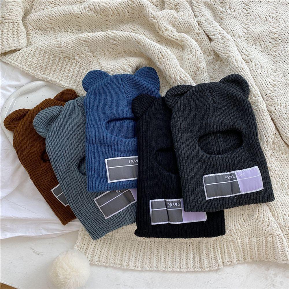 MOCHO Set Mũ beanie + Khăn Choàng Cổ + Yếm Màu Sắc Đơn Giản Giữ Ấm Mùa Đông Cho Nam