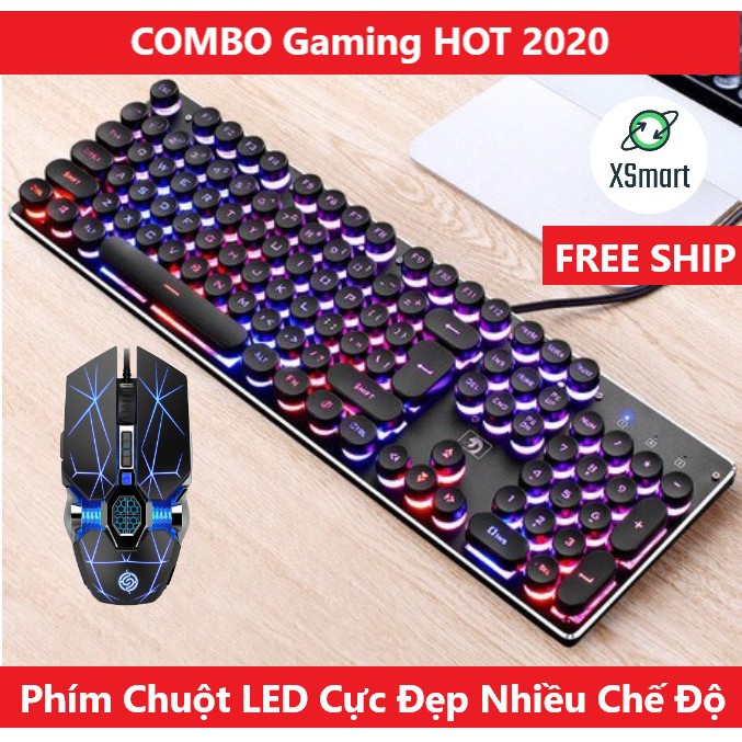 Bộ Bàn Phím Led RGB 10 Chế Độ K100 Và Chuột Gaming V8 Cực Đẹp Phím Êm Chuột Nhạy