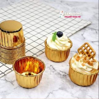 Lốc 100c Cupcake Giấy Xếp Vàng Bạc Đáy 5cm