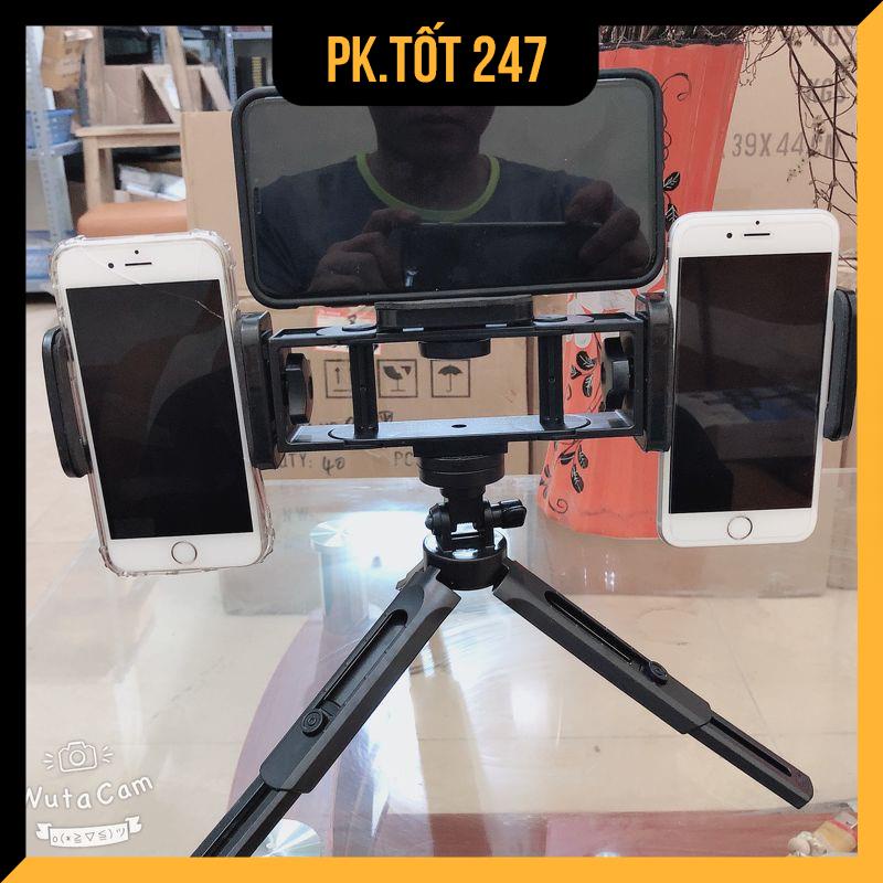 Giá Đỡ Điện Thoại, Giá Đỡ Tripod 3 Kẹp Điện Thoại Live Multi Clip 3 Chân  Chụp Hình Livestream 360 Độ 3In1[ BH 12 Tháng]