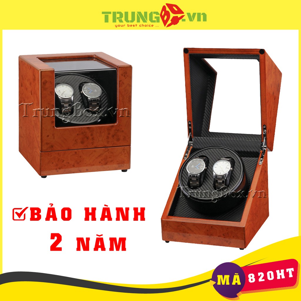 Hộp Lắc Đồng Hồ Cơ 2 Xoay Vỏ Gỗ Sơn Mài - Mã 820HT