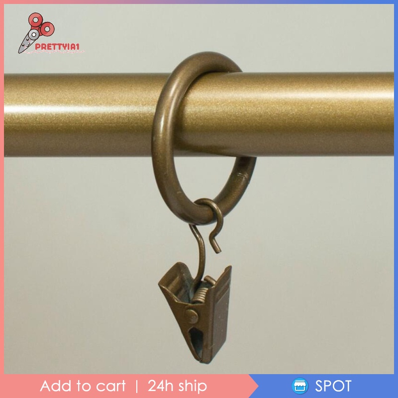 [Prettyia1] Set 12 Vòng Kẹp Rèm Cửa Kim Loại Cổ Điển 25mm / 32mm Kèm Khoen