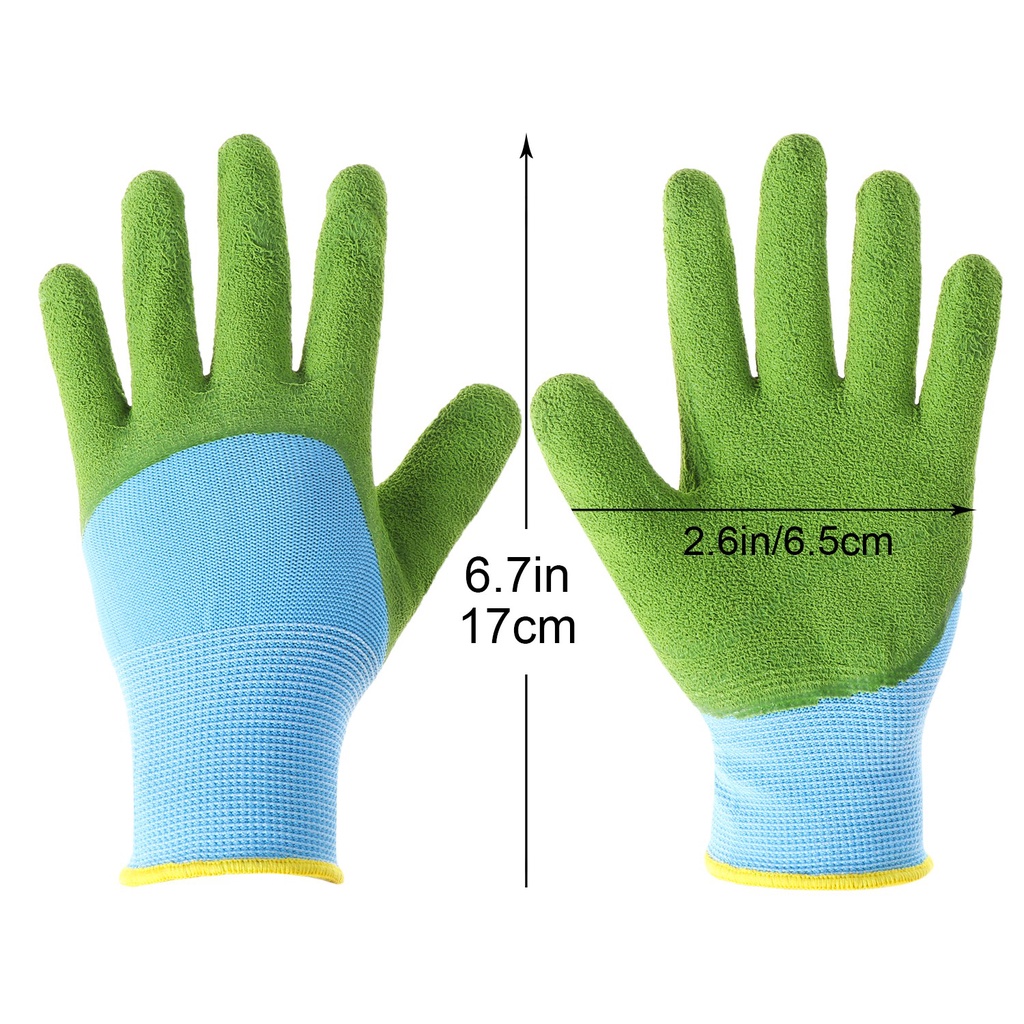 CACTU 3 Pairs Outdoor Mittens Gripper Rubber Foam Gardening Gloves Rubber Coated Work Kids Boys Dust gloves Children