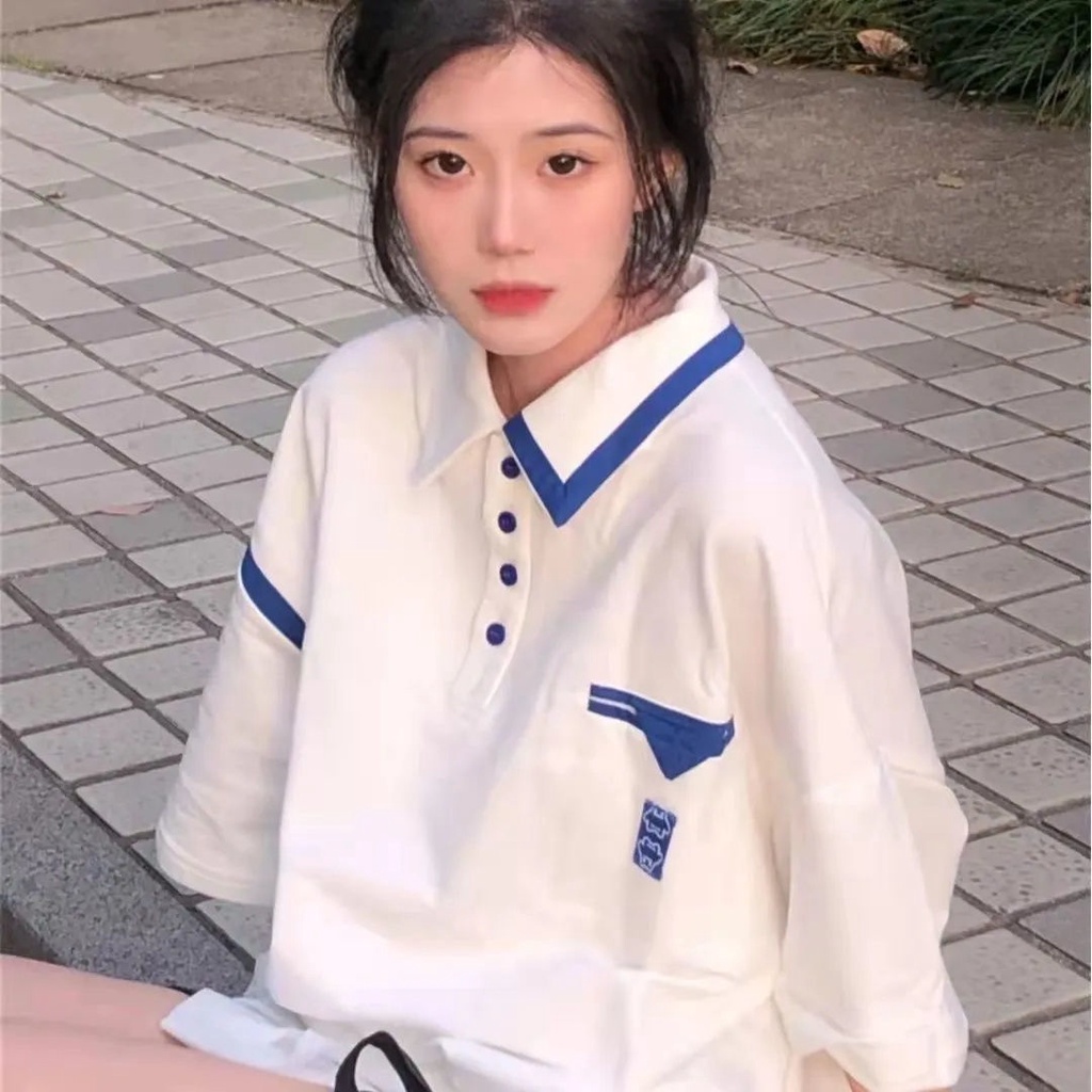 Áo Thun Polo Ngắn Tay Dáng Rộng Thời Trang Mùa Hè Dành Cho Nữ