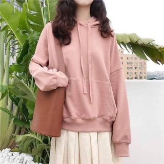 Hoodie basic hồng ruốc