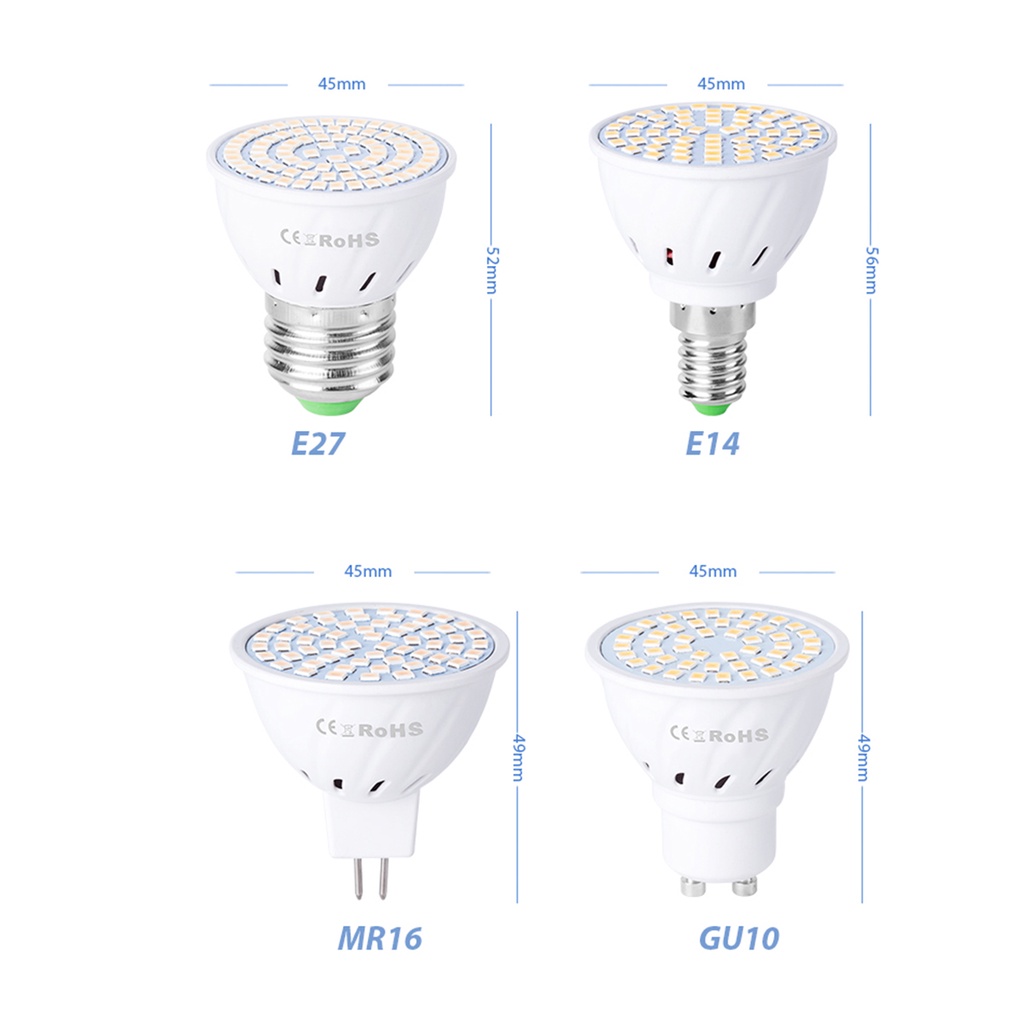 Bóng Đèn GU10 LED E27 E14 48/60/80leds 110V-240V MR16 5W 7W 9W