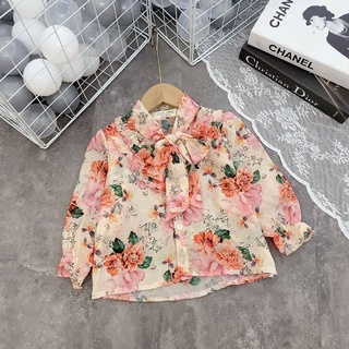 Áo lụa nhún bèo tiểu thư cho bé