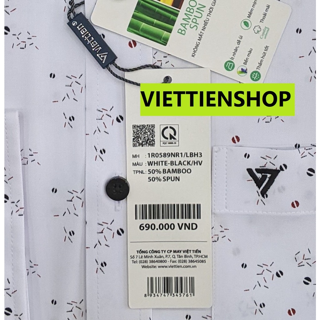 ÁO SƠ MI VIỆT TIẾN DÀI TAY VẢI TRE HOA VĂN