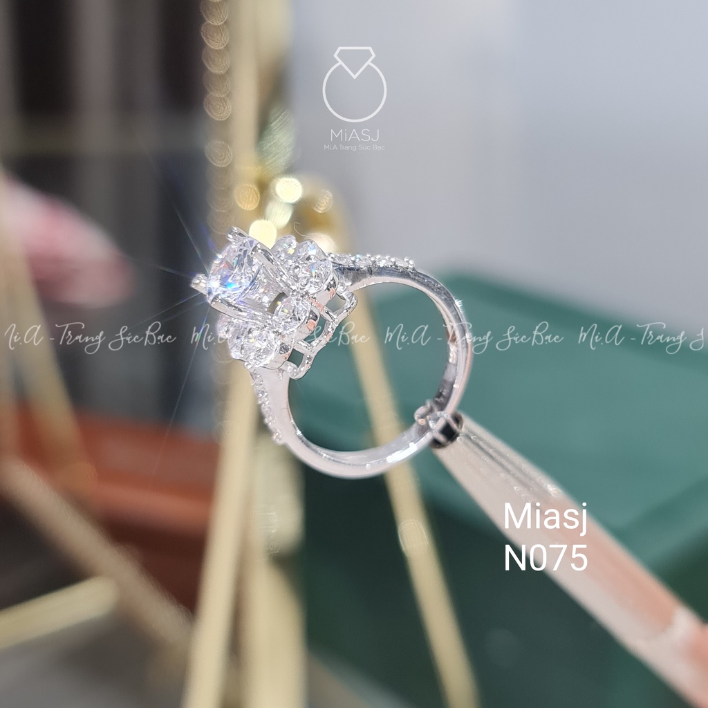 Nhẫn bạc Ý S925 nữ đính đá hột CZ nhân tạo cao cấp MiASJ N075