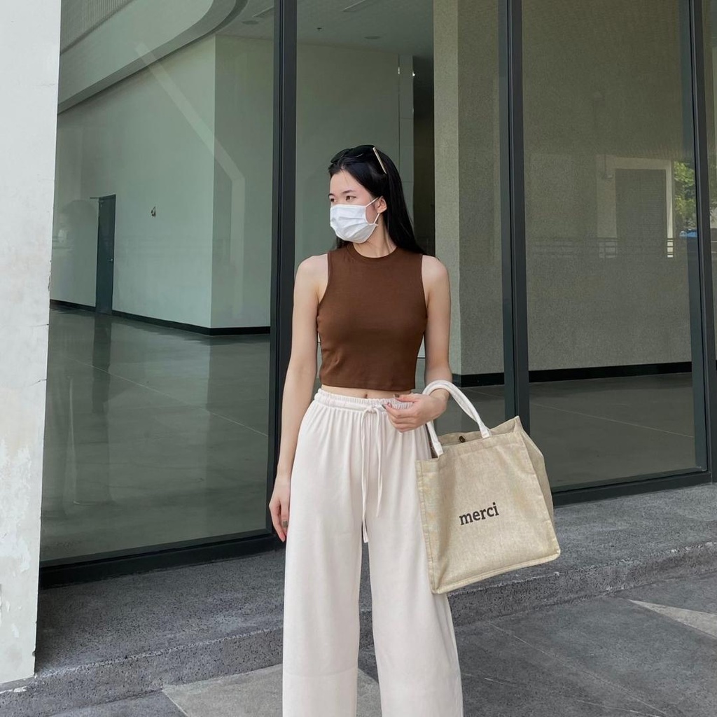 Quần thun tăm dáng xuông Caliesweet quần ống xuông chất thun co dãn