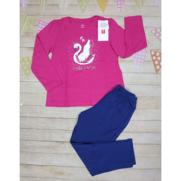 Bộ mặc nhà cotton dài tay bé gái Canifa