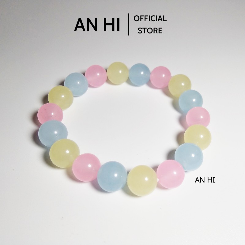 Vòng Tay AN HI Đá Chalcedony Candy Color 10mm, Đá Màu Pastel Ngọt Ngào VT007