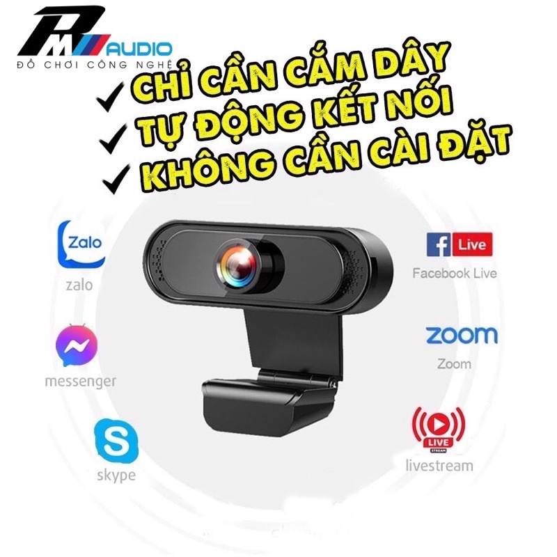 Webcam máy tính,laptop Full HD 1080p siêu nét tich hợp mic thu âm tiện dụng cho học online,live stream-BMVAUDIO