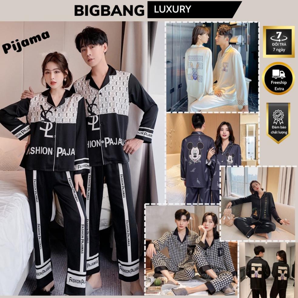 Bộ Pijama Nam Nữ Lụa Cao Cấp Bigbang Luxury - Bộ Đồ Ngủ Đôi Lụa Mềm Mại Siêu Đẹp Dành Cho Các Cặp Đôi !